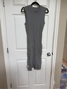 lovestitch Sleeveless Ribbed Midi Dress - Gray